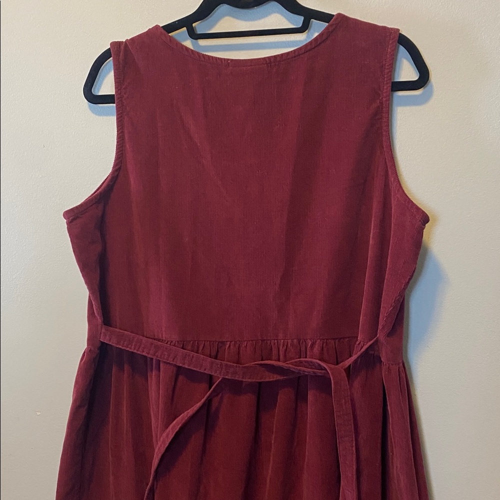 The Vermont Country Store Corduroy Dress Women's Large Red Cotton Pinafore Midi - Picture 9 of 11